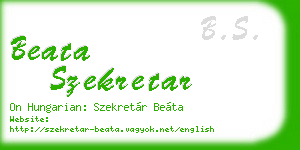 beata szekretar business card
